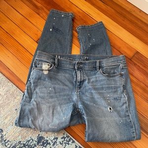 EUC distressed/bleached LOFT modern skinny jeans size 14